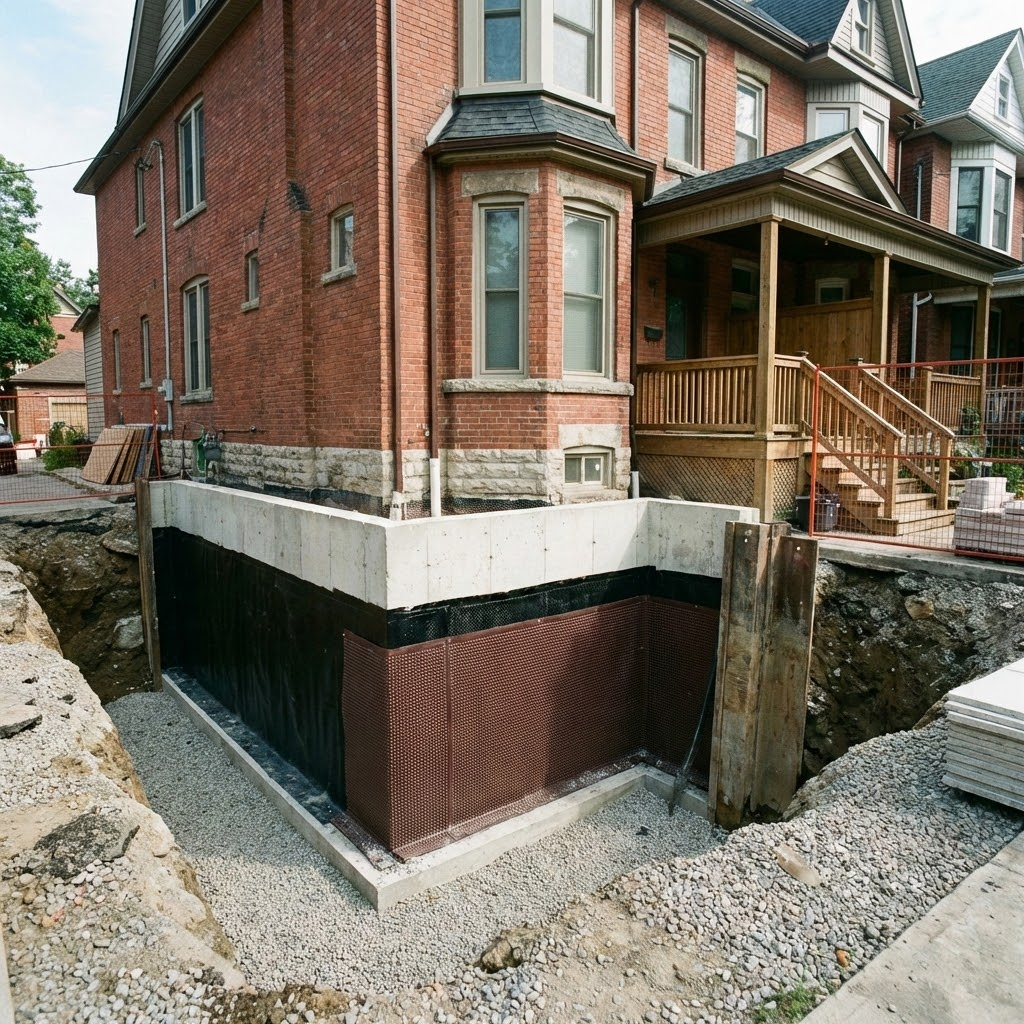 Exterior foundation waterproofing process in Toronto