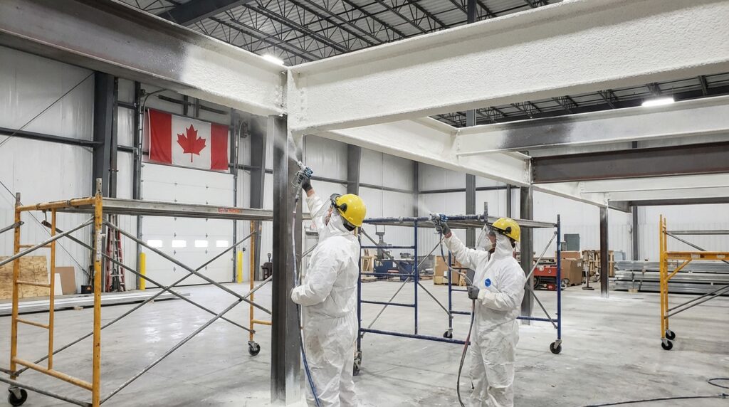 Warehouse fireproofing Ontario steel beam protection - Spray Foam Kings, Ontario